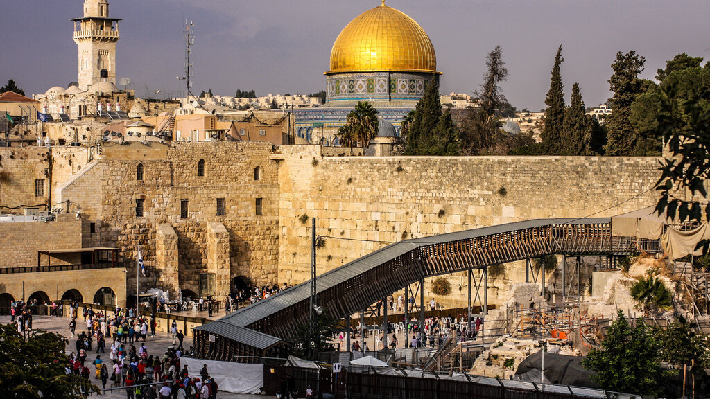 Jerusalem - Blick auf Felsendom und Klagemauer 